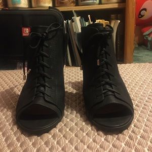 Black peep toe booties
